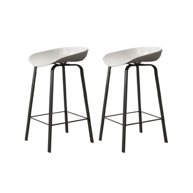 Nordic Design Bucket Low Back Stools for Home Plastic Counter Stool with Metal Legs Grey 2 Piece Set Clearhalo 'Bar Furniture' 'Bar Stools' 'bar_stools' 'furn' 'furn_bar_stools' 'Furniture' 'furniture_bar_stools' 'Kitchen & Dining Furniture' 4850561