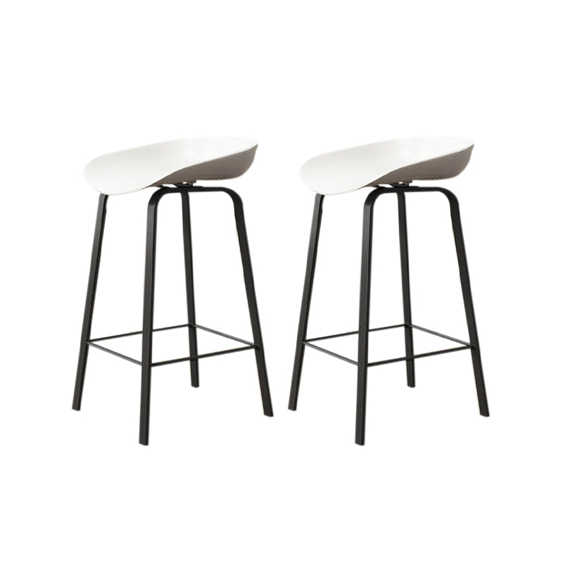 Nordic Design Bucket Low Back Stools for Home Plastic Counter Stool with Metal Legs White 2 Piece Set Clearhalo 'Bar Furniture' 'Bar Stools' 'bar_stools' 'furn' 'furn_bar_stools' 'Furniture' 'furniture_bar_stools' 'Kitchen & Dining Furniture' 4850562