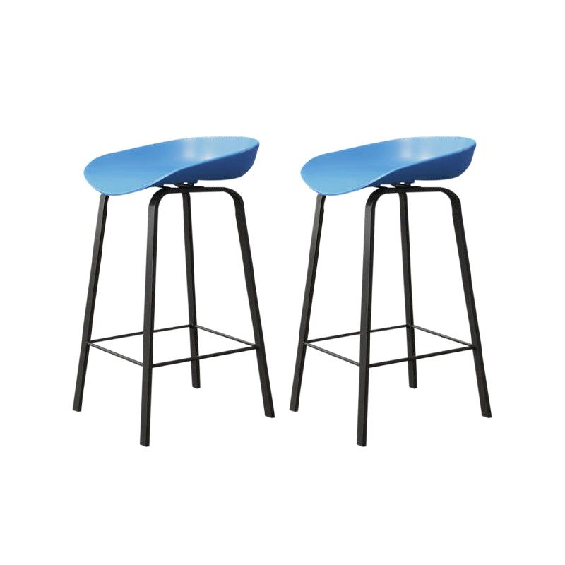 Nordic Design Bucket Low Back Stools for Home Plastic Counter Stool with Metal Legs Blue 2 Piece Set Clearhalo 'Bar Furniture' 'Bar Stools' 'bar_stools' 'furn' 'furn_bar_stools' 'Furniture' 'furniture_bar_stools' 'Kitchen & Dining Furniture' 4850568
