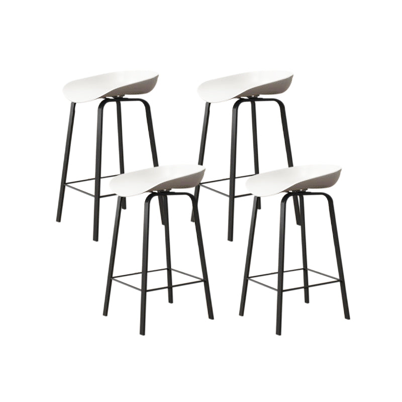 Nordic Design Bucket Low Back Stools for Home Plastic Counter Stool with Metal Legs White 4 Piece Set Clearhalo 'Bar Furniture' 'Bar Stools' 'bar_stools' 'furn' 'furn_bar_stools' 'Furniture' 'furniture_bar_stools' 'Kitchen & Dining Furniture' 4850573