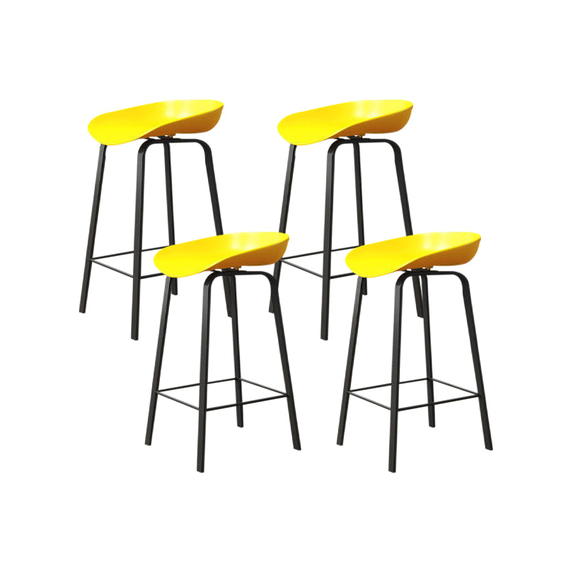 Nordic Design Bucket Low Back Stools for Home Plastic Counter Stool with Metal Legs Yellow 4 Piece Set Clearhalo 'Bar Furniture' 'Bar Stools' 'bar_stools' 'furn' 'furn_bar_stools' 'Furniture' 'furniture_bar_stools' 'Kitchen & Dining Furniture' 4850575