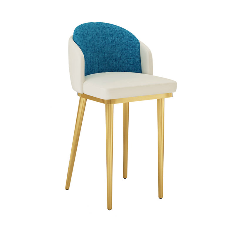 Nordic Design Upholstered Bar Stools for Home Armless Low Back Stools with Cushion White-Blue Gold 1 Piece Clearhalo 'Bar Furniture' 'Bar Stools' 'bar_stools' 'furn' 'furn_bar_stools' 'Furniture' 'furniture_bar_stools' 'Kitchen & Dining Furniture' 4850580