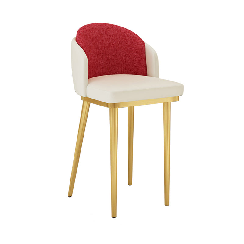Nordic Design Upholstered Bar Stools for Home Armless Low Back Stools with Cushion White-Red Gold 1 Piece Clearhalo 'Bar Furniture' 'Bar Stools' 'bar_stools' 'furn' 'furn_bar_stools' 'Furniture' 'furniture_bar_stools' 'Kitchen & Dining Furniture' 4850581