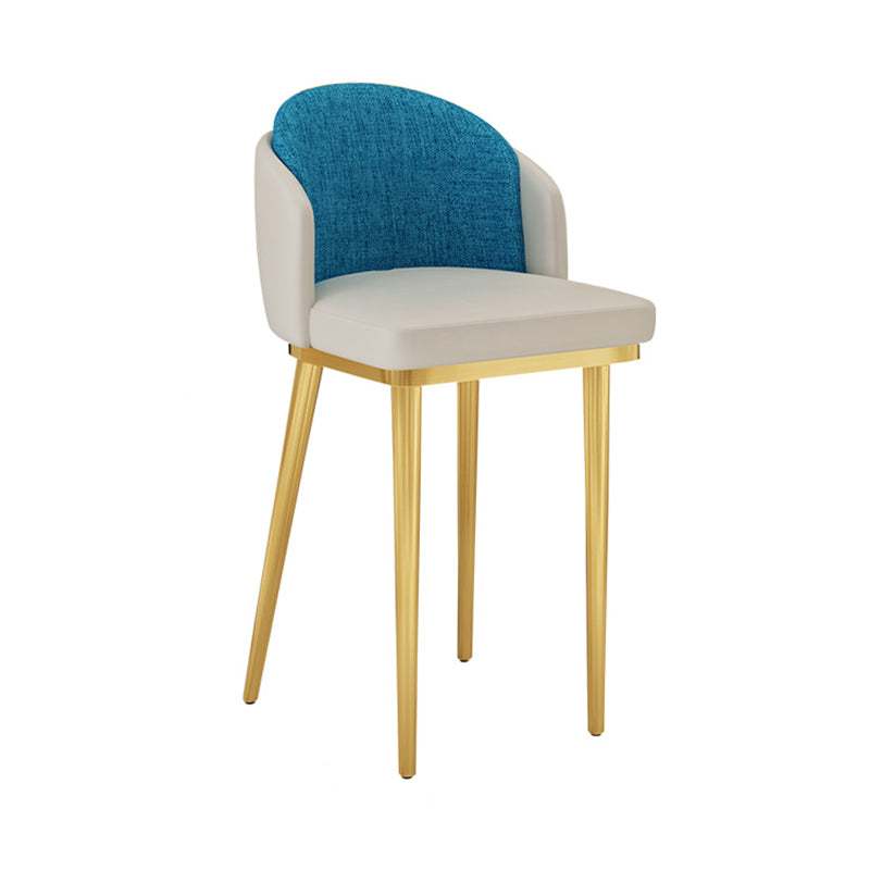 Nordic Design Upholstered Bar Stools for Home Armless Low Back Stools with Cushion Gray-Blue Gold 1 Piece Clearhalo 'Bar Furniture' 'Bar Stools' 'bar_stools' 'furn' 'furn_bar_stools' 'Furniture' 'furniture_bar_stools' 'Kitchen & Dining Furniture' 4850584
