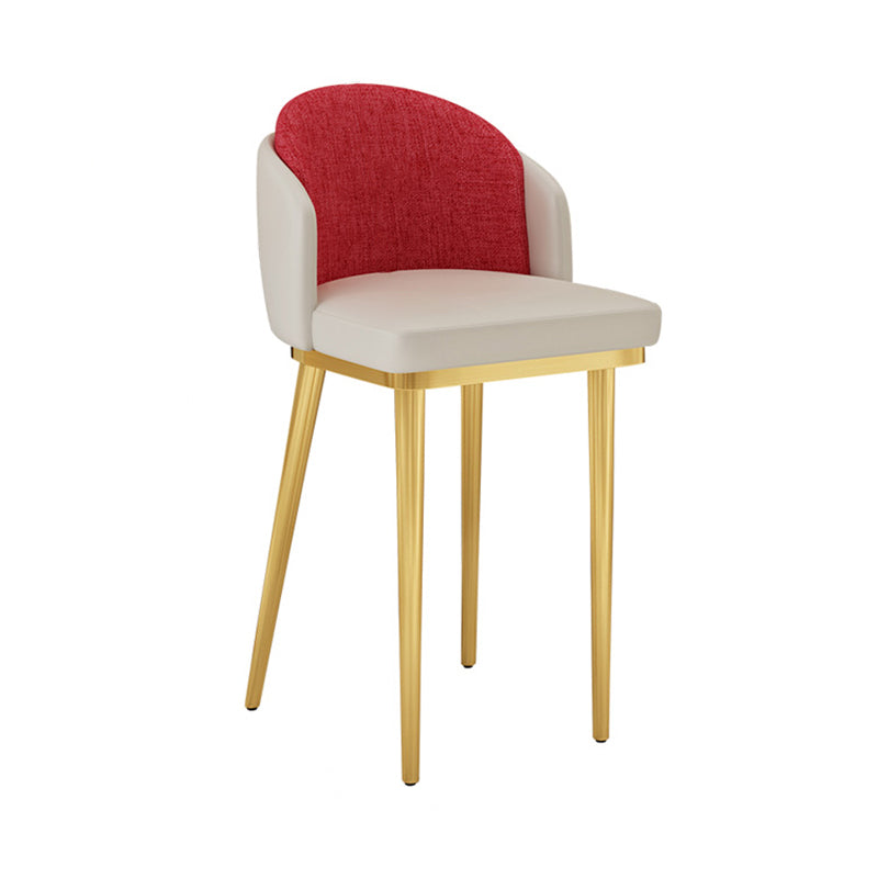 Nordic Design Upholstered Bar Stools for Home Armless Low Back Stools with Cushion Gray-Red Gold 1 Piece Clearhalo 'Bar Furniture' 'Bar Stools' 'bar_stools' 'furn' 'furn_bar_stools' 'Furniture' 'furniture_bar_stools' 'Kitchen & Dining Furniture' 4850585