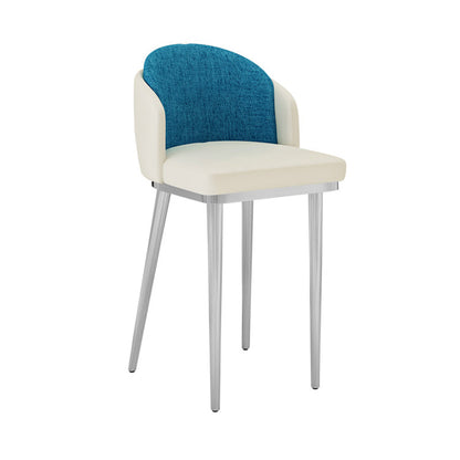 Nordic Design Upholstered Bar Stools for Home Armless Low Back Stools with Cushion White-Blue Silver 1 Piece Clearhalo 'Bar Furniture' 'Bar Stools' 'bar_stools' 'furn' 'furn_bar_stools' 'Furniture' 'furniture_bar_stools' 'Kitchen & Dining Furniture' 4850588