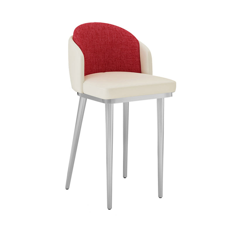 Nordic Design Upholstered Bar Stools for Home Armless Low Back Stools with Cushion White-Red Silver 1 Piece Clearhalo 'Bar Furniture' 'Bar Stools' 'bar_stools' 'furn' 'furn_bar_stools' 'Furniture' 'furniture_bar_stools' 'Kitchen & Dining Furniture' 4850590