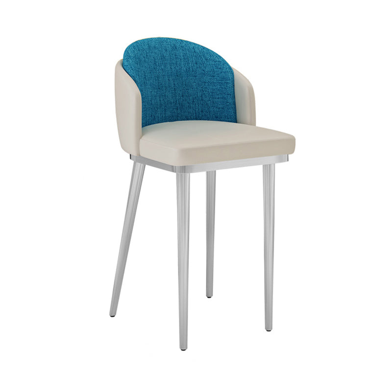 Nordic Design Upholstered Bar Stools for Home Armless Low Back Stools with Cushion Gray-Blue Silver 1 Piece Clearhalo 'Bar Furniture' 'Bar Stools' 'bar_stools' 'furn' 'furn_bar_stools' 'Furniture' 'furniture_bar_stools' 'Kitchen & Dining Furniture' 4850592