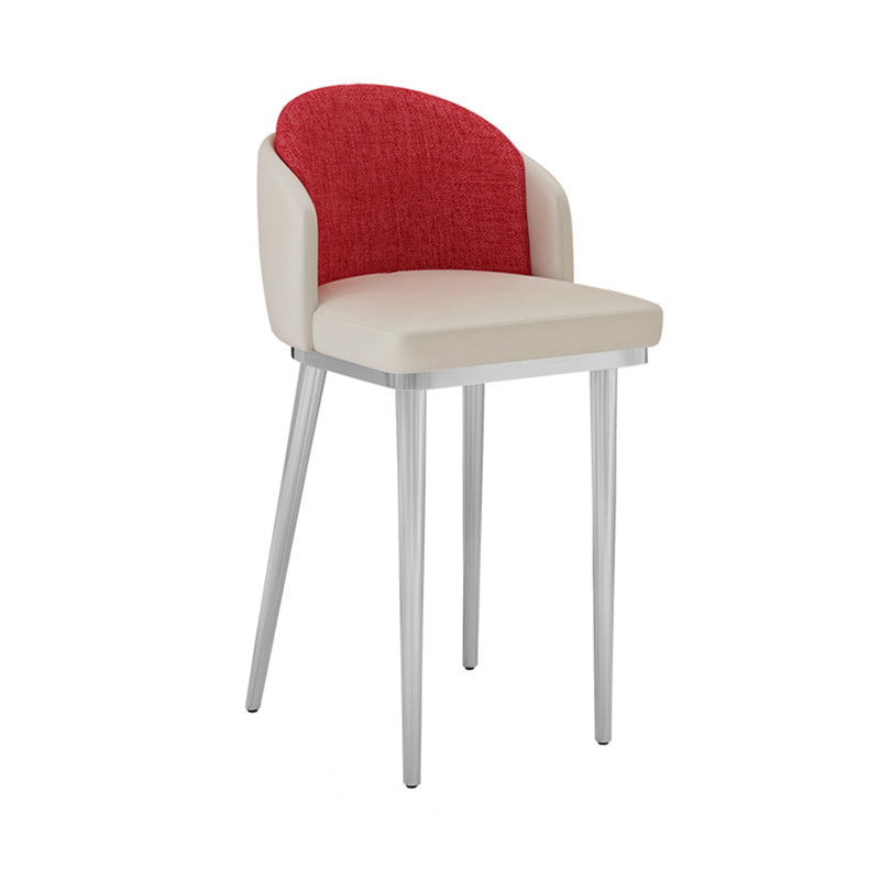Nordic Design Upholstered Bar Stools for Home Armless Low Back Stools with Cushion Gray-Red Silver 1 Piece Clearhalo 'Bar Furniture' 'Bar Stools' 'bar_stools' 'furn' 'furn_bar_stools' 'Furniture' 'furniture_bar_stools' 'Kitchen & Dining Furniture' 4850594