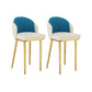 Nordic Design Upholstered Bar Stools for Home Armless Low Back Stools with Cushion White-Blue Gold 2 Piece Set Clearhalo 'Bar Furniture' 'Bar Stools' 'bar_stools' 'furn' 'furn_bar_stools' 'Furniture' 'furniture_bar_stools' 'Kitchen & Dining Furniture' 4850595