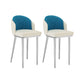 Nordic Design Upholstered Bar Stools for Home Armless Low Back Stools with Cushion White-Blue Silver 2 Piece Set Clearhalo 'Bar Furniture' 'Bar Stools' 'bar_stools' 'furn' 'furn_bar_stools' 'Furniture' 'furniture_bar_stools' 'Kitchen & Dining Furniture' 4850603