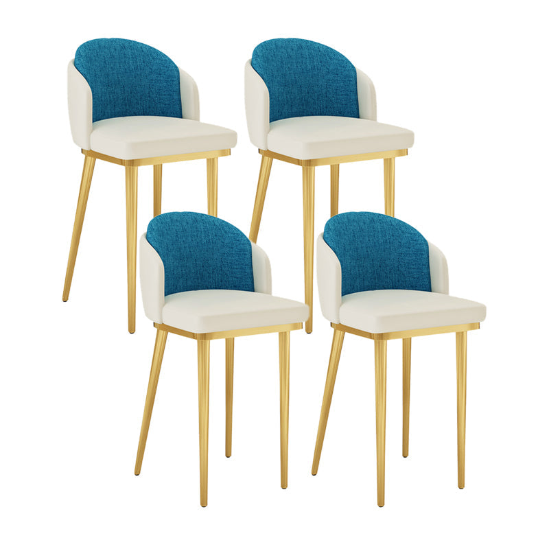 Nordic Design Upholstered Bar Stools for Home Armless Low Back Stools with Cushion White-Blue Gold 4 Piece Set Clearhalo 'Bar Furniture' 'Bar Stools' 'bar_stools' 'furn' 'furn_bar_stools' 'Furniture' 'furniture_bar_stools' 'Kitchen & Dining Furniture' 4850610