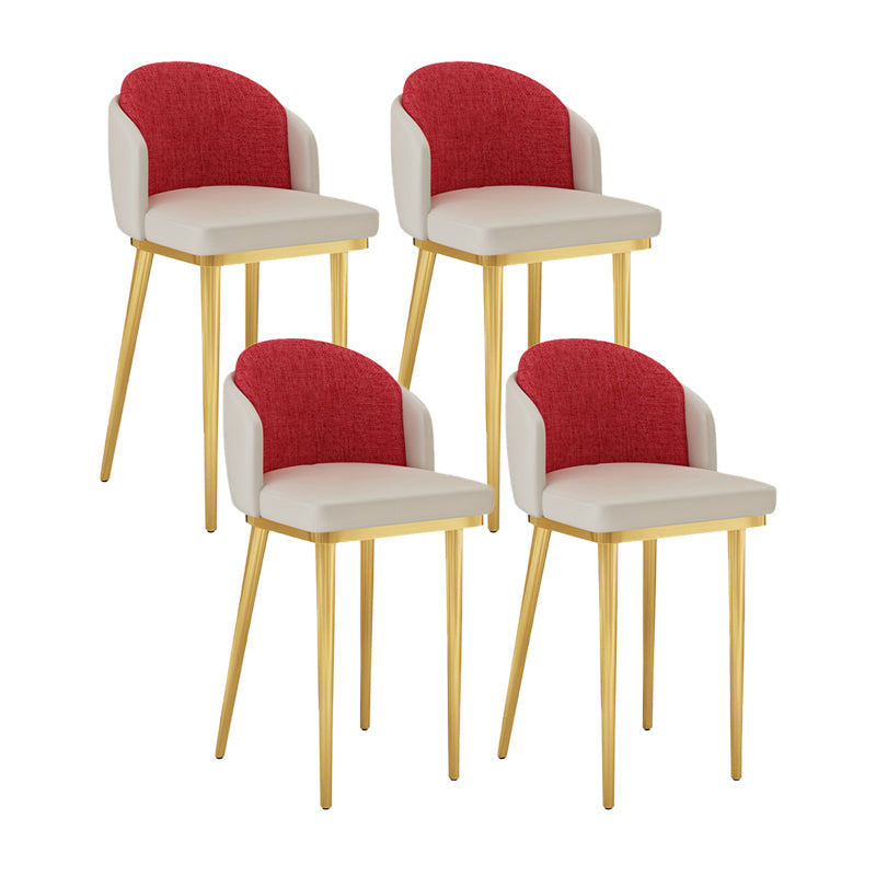 Nordic Design Upholstered Bar Stools for Home Armless Low Back Stools with Cushion Gray-Red Gold 4 Piece Set Clearhalo 'Bar Furniture' 'Bar Stools' 'bar_stools' 'furn' 'furn_bar_stools' 'Furniture' 'furniture_bar_stools' 'Kitchen & Dining Furniture' 4850613