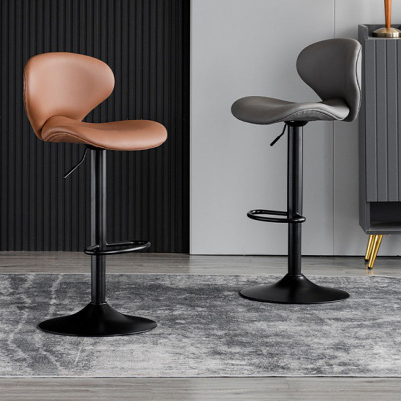 Scandinavian Matte Finish Adjustable Height Swivel Bar Stool Leather Home Stool Clearhalo 'Bar Furniture' 'Bar Stools' 'bar_stools' 'furn' 'furn_bar_stools' 'Furniture' 'furniture_bar_stools' 'Kitchen & Dining Furniture' 4850620