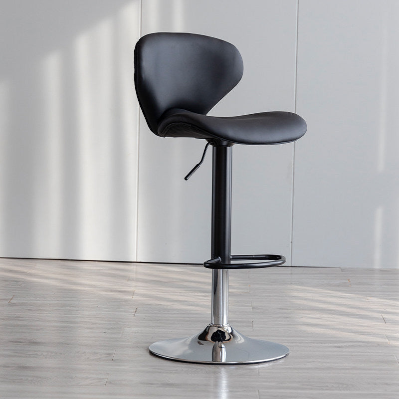 Scandinavian Matte Finish Adjustable Height Swivel Bar Stool Leather Home Stool Black Iron 1 Piece Clearhalo 'Bar Furniture' 'Bar Stools' 'bar_stools' 'furn' 'furn_bar_stools' 'Furniture' 'furniture_bar_stools' 'Kitchen & Dining Furniture' 4850625