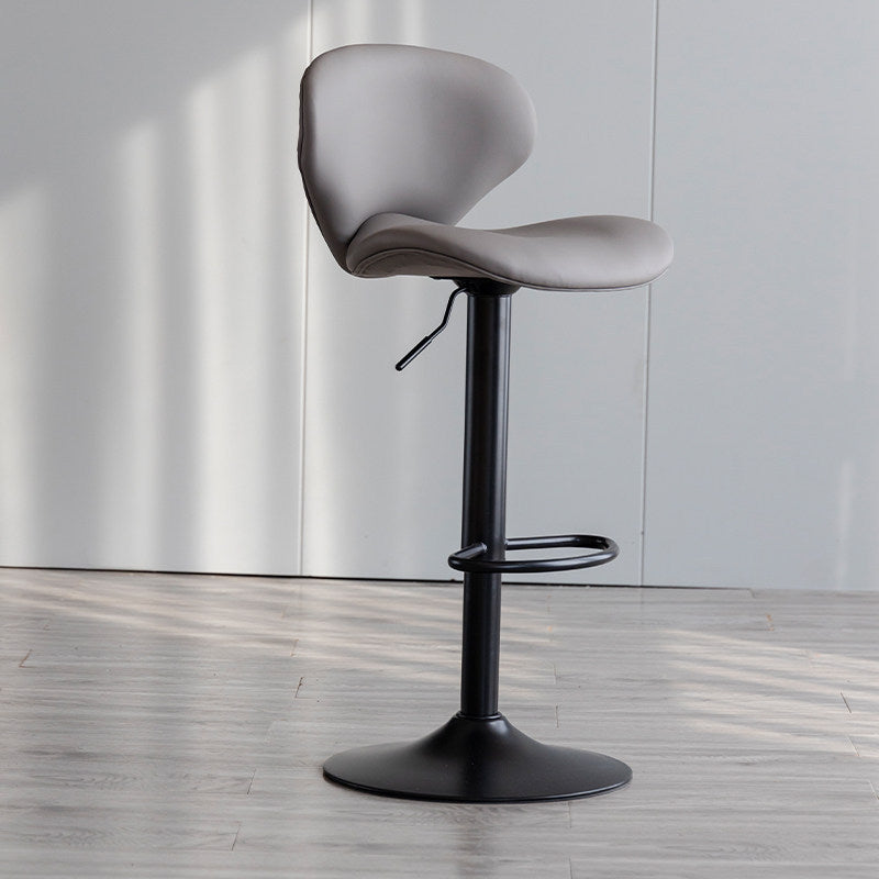 Scandinavian Matte Finish Adjustable Height Swivel Bar Stool Leather Home Stool Grey Black 1 Piece Clearhalo 'Bar Furniture' 'Bar Stools' 'bar_stools' 'furn' 'furn_bar_stools' 'Furniture' 'furniture_bar_stools' 'Kitchen & Dining Furniture' 4850626