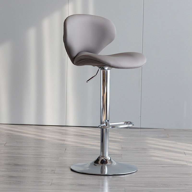 Scandinavian Matte Finish Adjustable Height Swivel Bar Stool Leather Home Stool Grey Silver 1 Piece Clearhalo 'Bar Furniture' 'Bar Stools' 'bar_stools' 'furn' 'furn_bar_stools' 'Furniture' 'furniture_bar_stools' 'Kitchen & Dining Furniture' 4850629