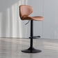 Scandinavian Matte Finish Adjustable Height Swivel Bar Stool Leather Home Stool Brown Black 1 Piece Clearhalo 'Bar Furniture' 'Bar Stools' 'bar_stools' 'furn' 'furn_bar_stools' 'Furniture' 'furniture_bar_stools' 'Kitchen & Dining Furniture' 4850631