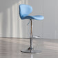 Scandinavian Matte Finish Adjustable Height Swivel Bar Stool Leather Home Stool Blue Silver 1 Piece Clearhalo 'Bar Furniture' 'Bar Stools' 'bar_stools' 'furn' 'furn_bar_stools' 'Furniture' 'furniture_bar_stools' 'Kitchen & Dining Furniture' 4850639