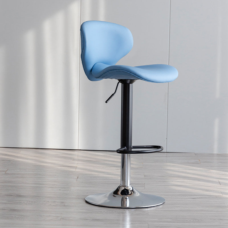 Scandinavian Matte Finish Adjustable Height Swivel Bar Stool Leather Home Stool Blue Iron 1 Piece Clearhalo 'Bar Furniture' 'Bar Stools' 'bar_stools' 'furn' 'furn_bar_stools' 'Furniture' 'furniture_bar_stools' 'Kitchen & Dining Furniture' 4850641