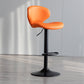 Scandinavian Matte Finish Adjustable Height Swivel Bar Stool Leather Home Stool Orange Black 1 Piece Clearhalo 'Bar Furniture' 'Bar Stools' 'bar_stools' 'furn' 'furn_bar_stools' 'Furniture' 'furniture_bar_stools' 'Kitchen & Dining Furniture' 4850643