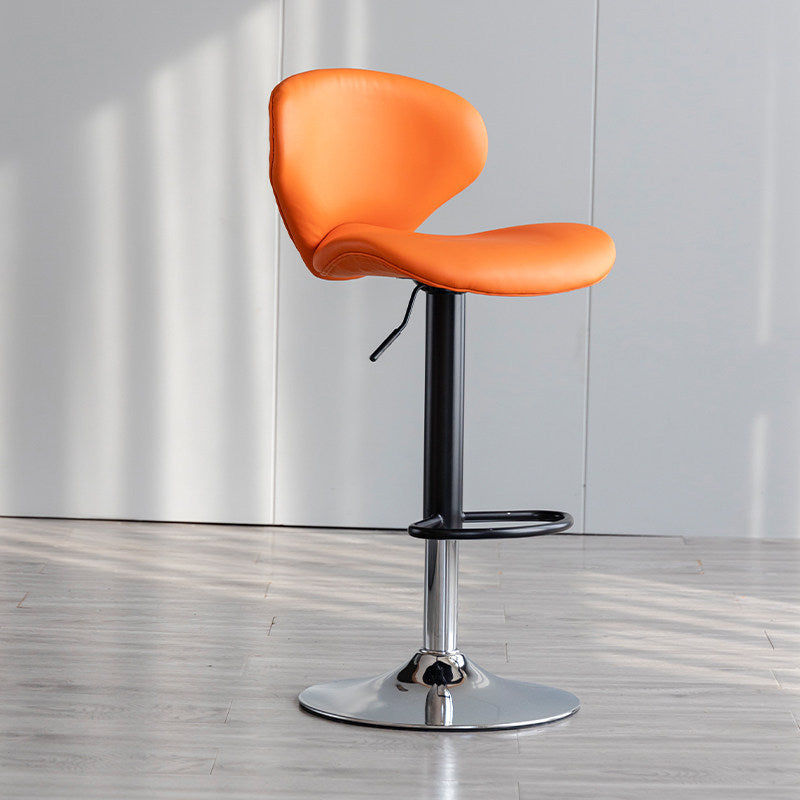 Scandinavian Matte Finish Adjustable Height Swivel Bar Stool Leather Home Stool Orange Iron 1 Piece Clearhalo 'Bar Furniture' 'Bar Stools' 'bar_stools' 'furn' 'furn_bar_stools' 'Furniture' 'furniture_bar_stools' 'Kitchen & Dining Furniture' 4850646