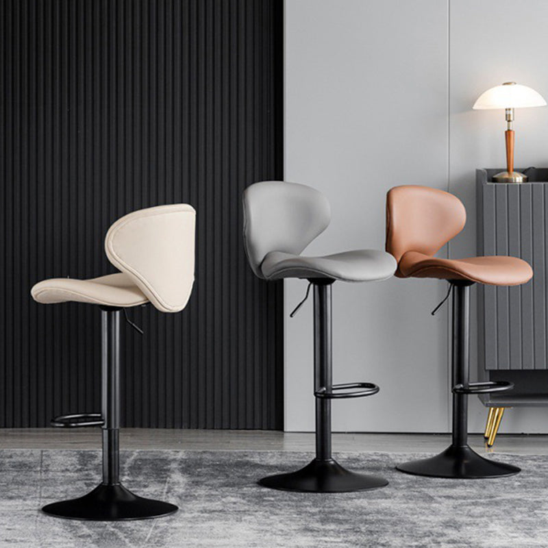 Scandinavian Matte Finish Adjustable Height Swivel Bar Stool Leather Home Stool Clearhalo 'Bar Furniture' 'Bar Stools' 'bar_stools' 'furn' 'furn_bar_stools' 'Furniture' 'furniture_bar_stools' 'Kitchen & Dining Furniture' 4850649
