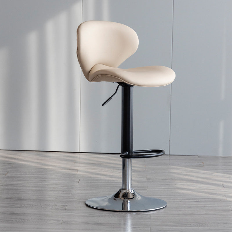Scandinavian Matte Finish Adjustable Height Swivel Bar Stool Leather Home Stool Off-White Iron 1 Piece Clearhalo 'Bar Furniture' 'Bar Stools' 'bar_stools' 'furn' 'furn_bar_stools' 'Furniture' 'furniture_bar_stools' 'Kitchen & Dining Furniture' 4850651