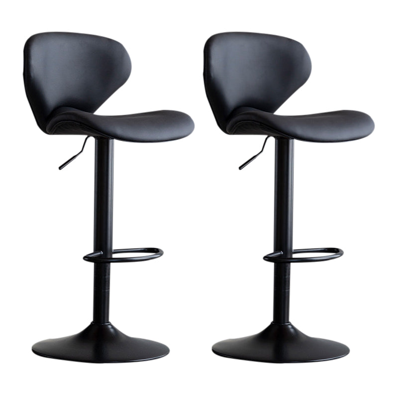 Scandinavian Matte Finish Adjustable Height Swivel Bar Stool Leather Home Stool Black Black 2 Piece Set Clearhalo 'Bar Furniture' 'Bar Stools' 'bar_stools' 'furn' 'furn_bar_stools' 'Furniture' 'furniture_bar_stools' 'Kitchen & Dining Furniture' 4850652