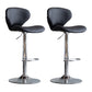 Scandinavian Matte Finish Adjustable Height Swivel Bar Stool Leather Home Stool Black Silver 2 Piece Set Clearhalo 'Bar Furniture' 'Bar Stools' 'bar_stools' 'furn' 'furn_bar_stools' 'Furniture' 'furniture_bar_stools' 'Kitchen & Dining Furniture' 4850653