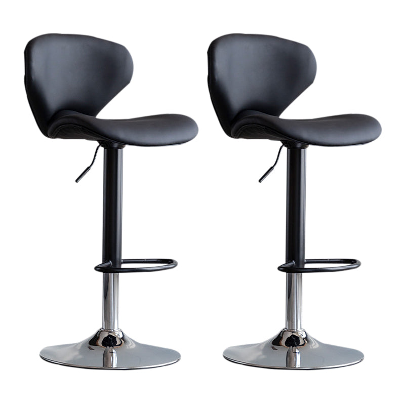 Scandinavian Matte Finish Adjustable Height Swivel Bar Stool Leather Home Stool Black Iron 2 Piece Set Clearhalo 'Bar Furniture' 'Bar Stools' 'bar_stools' 'furn' 'furn_bar_stools' 'Furniture' 'furniture_bar_stools' 'Kitchen & Dining Furniture' 4850654