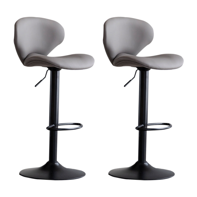 Scandinavian Matte Finish Adjustable Height Swivel Bar Stool Leather Home Stool Grey Black 2 Piece Set Clearhalo 'Bar Furniture' 'Bar Stools' 'bar_stools' 'furn' 'furn_bar_stools' 'Furniture' 'furniture_bar_stools' 'Kitchen & Dining Furniture' 4850655