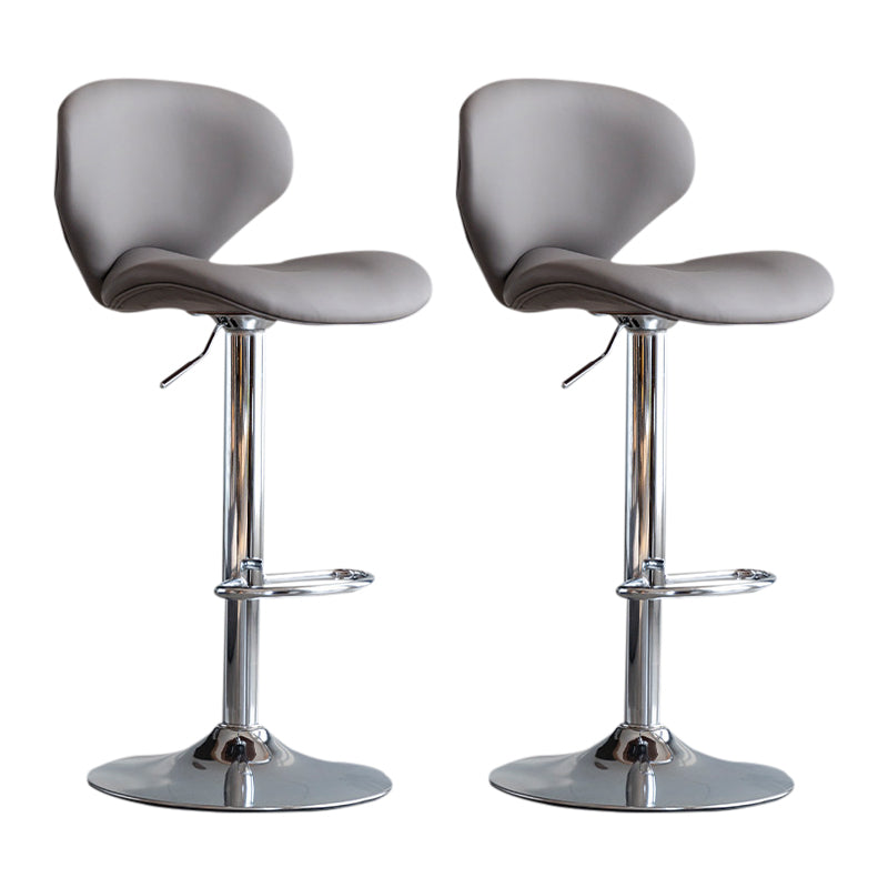 Scandinavian Matte Finish Adjustable Height Swivel Bar Stool Leather Home Stool Grey Silver 2 Piece Set Clearhalo 'Bar Furniture' 'Bar Stools' 'bar_stools' 'furn' 'furn_bar_stools' 'Furniture' 'furniture_bar_stools' 'Kitchen & Dining Furniture' 4850656