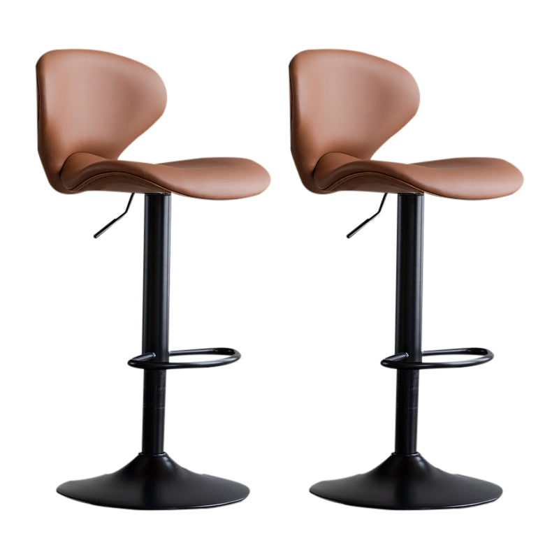Scandinavian Matte Finish Adjustable Height Swivel Bar Stool Leather Home Stool Brown Black 2 Piece Set Clearhalo 'Bar Furniture' 'Bar Stools' 'bar_stools' 'furn' 'furn_bar_stools' 'Furniture' 'furniture_bar_stools' 'Kitchen & Dining Furniture' 4850657