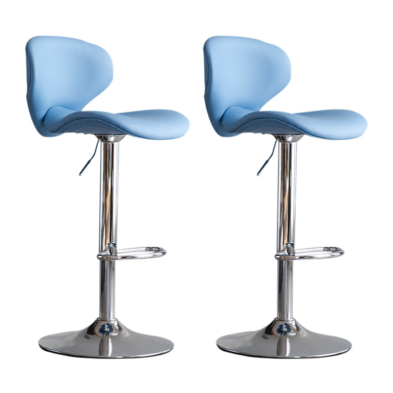 Scandinavian Matte Finish Adjustable Height Swivel Bar Stool Leather Home Stool Blue Silver 2 Piece Set Clearhalo 'Bar Furniture' 'Bar Stools' 'bar_stools' 'furn' 'furn_bar_stools' 'Furniture' 'furniture_bar_stools' 'Kitchen & Dining Furniture' 4850661