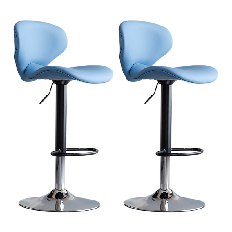 Scandinavian Matte Finish Adjustable Height Swivel Bar Stool Leather Home Stool Blue Iron 2 Piece Set Clearhalo 'Bar Furniture' 'Bar Stools' 'bar_stools' 'furn' 'furn_bar_stools' 'Furniture' 'furniture_bar_stools' 'Kitchen & Dining Furniture' 4850662