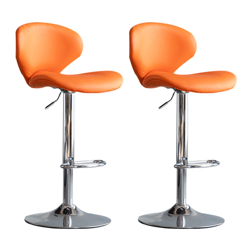 Scandinavian Matte Finish Adjustable Height Swivel Bar Stool Leather Home Stool Orange Silver 2 Piece Set Clearhalo 'Bar Furniture' 'Bar Stools' 'bar_stools' 'furn' 'furn_bar_stools' 'Furniture' 'furniture_bar_stools' 'Kitchen & Dining Furniture' 4850664