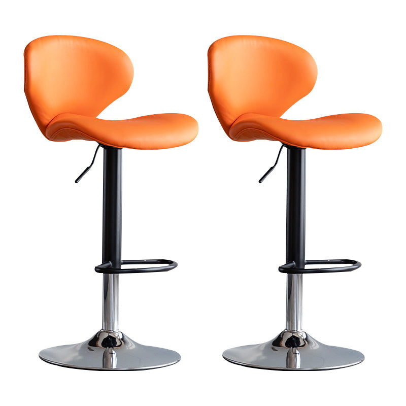 Scandinavian Matte Finish Adjustable Height Swivel Bar Stool Leather Home Stool Orange Iron 2 Piece Set Clearhalo 'Bar Furniture' 'Bar Stools' 'bar_stools' 'furn' 'furn_bar_stools' 'Furniture' 'furniture_bar_stools' 'Kitchen & Dining Furniture' 4850665