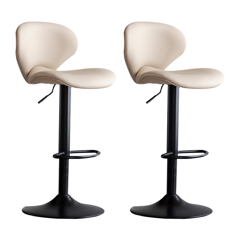 Scandinavian Matte Finish Adjustable Height Swivel Bar Stool Leather Home Stool Off-White Black 2 Piece Set Clearhalo 'Bar Furniture' 'Bar Stools' 'bar_stools' 'furn' 'furn_bar_stools' 'Furniture' 'furniture_bar_stools' 'Kitchen & Dining Furniture' 4850666