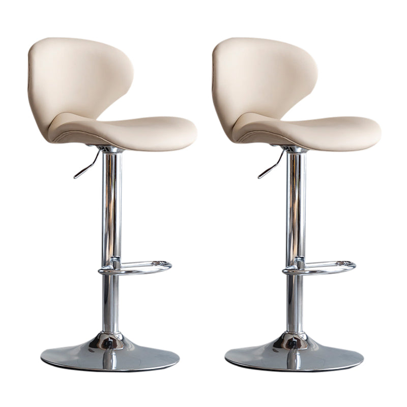 Scandinavian Matte Finish Adjustable Height Swivel Bar Stool Leather Home Stool Off-White Silver 2 Piece Set Clearhalo 'Bar Furniture' 'Bar Stools' 'bar_stools' 'furn' 'furn_bar_stools' 'Furniture' 'furniture_bar_stools' 'Kitchen & Dining Furniture' 4850667