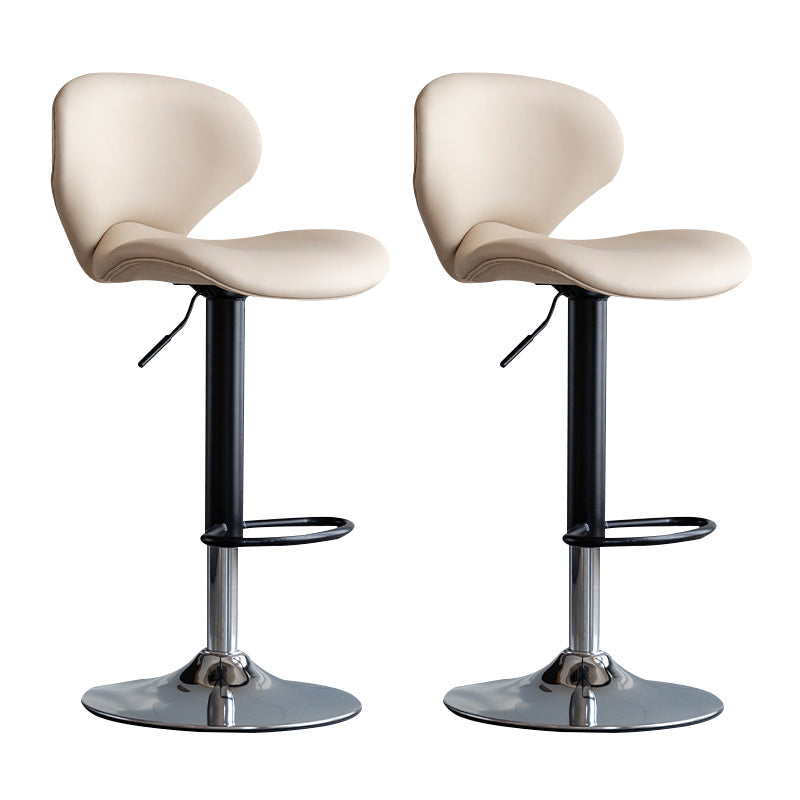 Scandinavian Matte Finish Adjustable Height Swivel Bar Stool Leather Home Stool Off-White Iron 2 Piece Set Clearhalo 'Bar Furniture' 'Bar Stools' 'bar_stools' 'furn' 'furn_bar_stools' 'Furniture' 'furniture_bar_stools' 'Kitchen & Dining Furniture' 4850668