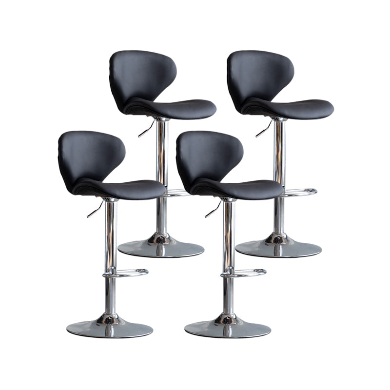 Scandinavian Matte Finish Adjustable Height Swivel Bar Stool Leather Home Stool Black Silver 4 Piece Set Clearhalo 'Bar Furniture' 'Bar Stools' 'bar_stools' 'furn' 'furn_bar_stools' 'Furniture' 'furniture_bar_stools' 'Kitchen & Dining Furniture' 4850670