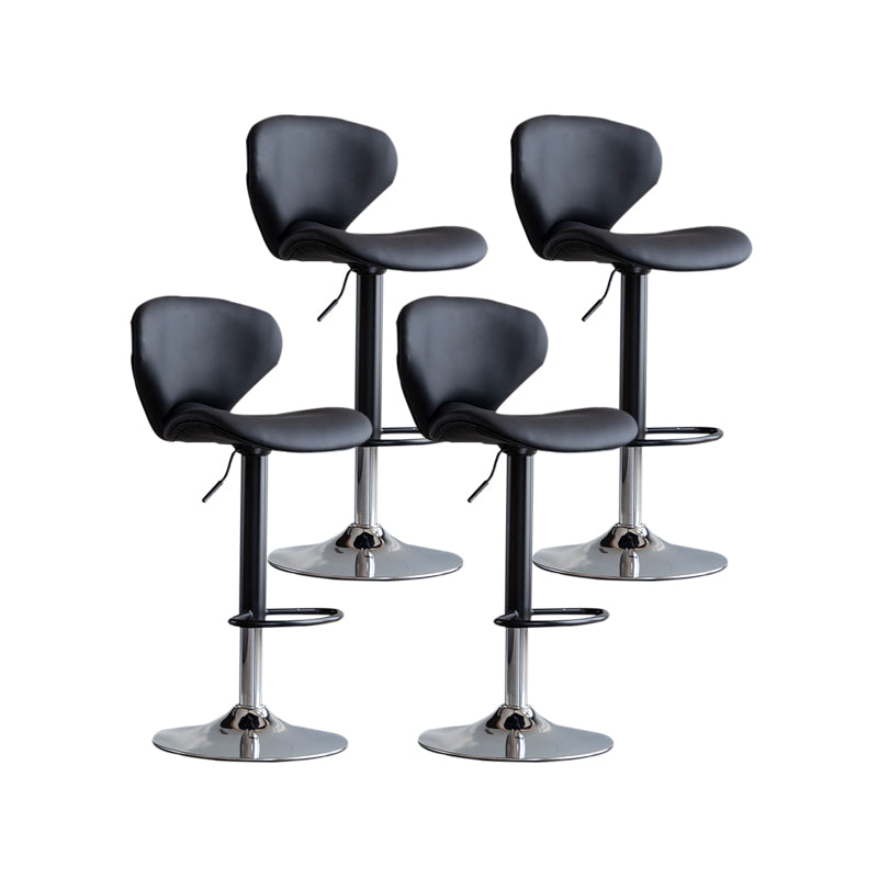 Scandinavian Matte Finish Adjustable Height Swivel Bar Stool Leather Home Stool Black Iron 4 Piece Set Clearhalo 'Bar Furniture' 'Bar Stools' 'bar_stools' 'furn' 'furn_bar_stools' 'Furniture' 'furniture_bar_stools' 'Kitchen & Dining Furniture' 4850671