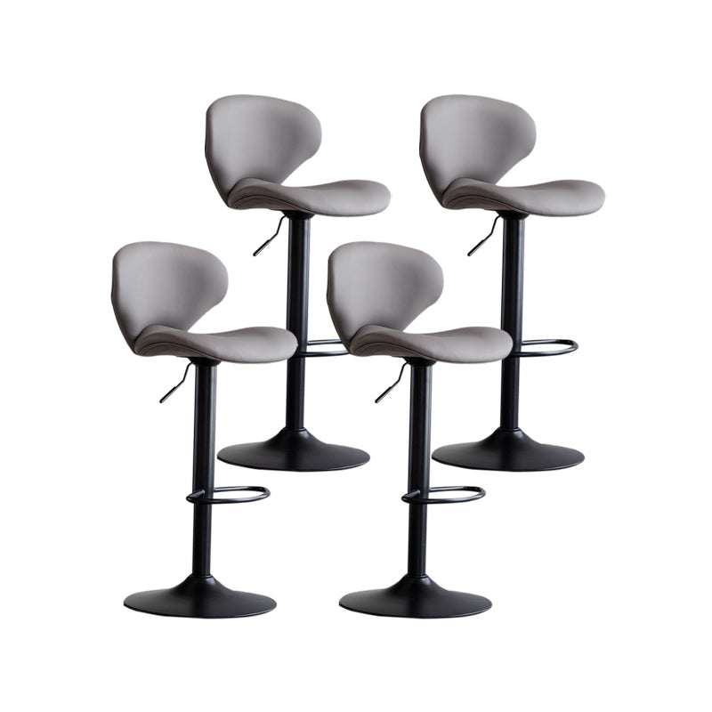 Scandinavian Matte Finish Adjustable Height Swivel Bar Stool Leather Home Stool Grey Black 4 Piece Set Clearhalo 'Bar Furniture' 'Bar Stools' 'bar_stools' 'furn' 'furn_bar_stools' 'Furniture' 'furniture_bar_stools' 'Kitchen & Dining Furniture' 4850672