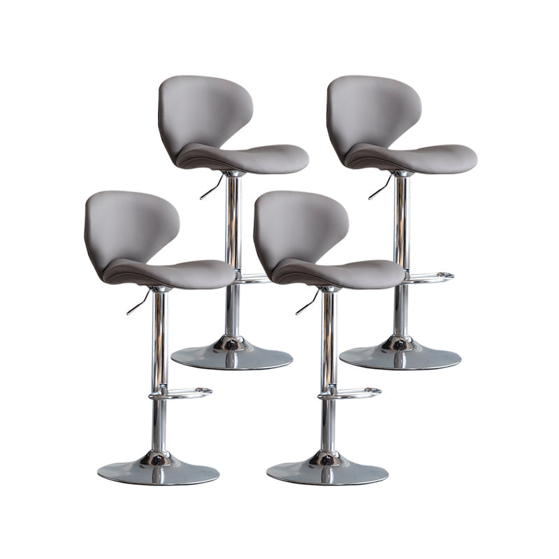 Scandinavian Matte Finish Adjustable Height Swivel Bar Stool Leather Home Stool Grey Silver 4 Piece Set Clearhalo 'Bar Furniture' 'Bar Stools' 'bar_stools' 'furn' 'furn_bar_stools' 'Furniture' 'furniture_bar_stools' 'Kitchen & Dining Furniture' 4850673