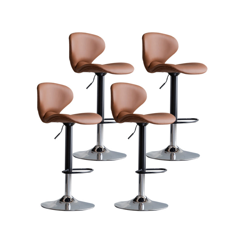 Scandinavian Matte Finish Adjustable Height Swivel Bar Stool Leather Home Stool Brown Iron 4 Piece Set Clearhalo 'Bar Furniture' 'Bar Stools' 'bar_stools' 'furn' 'furn_bar_stools' 'Furniture' 'furniture_bar_stools' 'Kitchen & Dining Furniture' 4850675