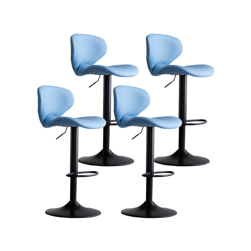 Scandinavian Matte Finish Adjustable Height Swivel Bar Stool Leather Home Stool Blue Black 4 Piece Set Clearhalo 'Bar Furniture' 'Bar Stools' 'bar_stools' 'furn' 'furn_bar_stools' 'Furniture' 'furniture_bar_stools' 'Kitchen & Dining Furniture' 4850677