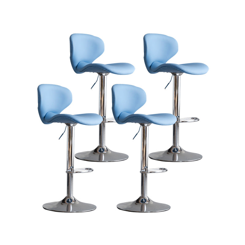 Scandinavian Matte Finish Adjustable Height Swivel Bar Stool Leather Home Stool Blue Silver 4 Piece Set Clearhalo 'Bar Furniture' 'Bar Stools' 'bar_stools' 'furn' 'furn_bar_stools' 'Furniture' 'furniture_bar_stools' 'Kitchen & Dining Furniture' 4850678