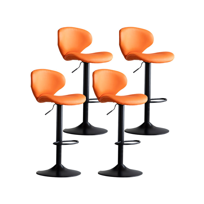 Scandinavian Matte Finish Adjustable Height Swivel Bar Stool Leather Home Stool Orange Black 4 Piece Set Clearhalo 'Bar Furniture' 'Bar Stools' 'bar_stools' 'furn' 'furn_bar_stools' 'Furniture' 'furniture_bar_stools' 'Kitchen & Dining Furniture' 4850680