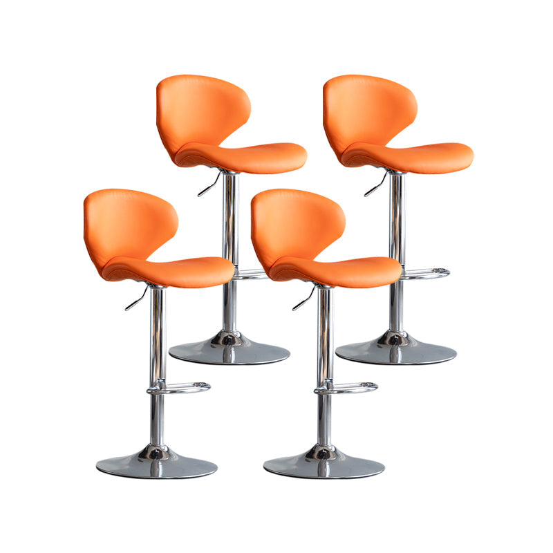 Scandinavian Matte Finish Adjustable Height Swivel Bar Stool Leather Home Stool Orange Silver 4 Piece Set Clearhalo 'Bar Furniture' 'Bar Stools' 'bar_stools' 'furn' 'furn_bar_stools' 'Furniture' 'furniture_bar_stools' 'Kitchen & Dining Furniture' 4850681